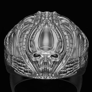 Andromedans Alien Ring *10k/14k/18k White, Yellow Rose Green Gold, Gold Plated & Silver* UFO Extraterrestrial Paranormal  Roswell Spaceship