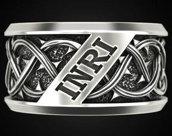Crown Of Thorns Ring *10k/14k/18k White, Yellow, Rose Green Gold, Gold Plated & Silver* Jesus Christ Christianity Catholic INRI Thumb Pinky