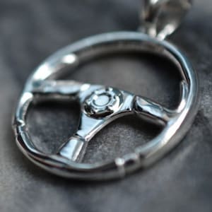 Steering Wheel Pendant *10k/14k/18k White, Yellow, Rose, Green Gold, Gold Plated & Silver* Truck Sports Car Mechanic Race Charm Necklace Men