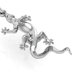 Dexter Lizard Pendant *10k/14k/18k White, Yellow, Rose, Green Gold, Gold Plated & Silver* Animal Reptile Gecko Salamander Pet Vet Charm