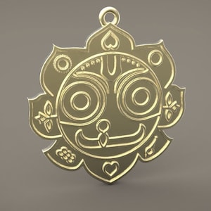 Jagannath Pendant *10k/14k/18k White, Yellow, Rose Green Gold, Gold Plated & Silver* Hinduism Buddhism Vishnu Religion India Charm Necklace