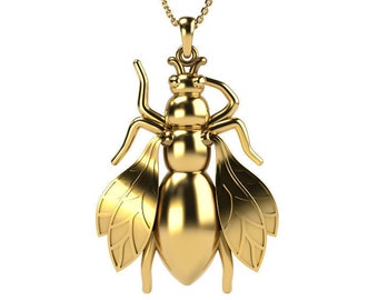 Yellow Jacket Wasp Hanger *10k/14k/18k Wit, Geel, Rose, Groen Goud, Verguld & Zilver* Hornet Bee Bug Animal Charm Ketting Cadeau