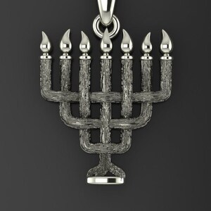 Menorah Pendant *10k/14k/18k White, Yellow, Rose, Green Gold, Gold Plated & Silver* Hanukkah Israel Religion Judaism Jewish Charm Necklace