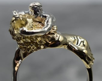 Taming The Lion Ring *10k/14k/18k White, Yellow, Rose, Green Gold, Gold Plated & Silver* Animal Greek Roman Biker Punk Gothic Thumb Pinky