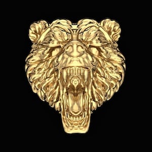 Inuka Bear Pendant *10k/14k/18k White, Yellow, Rose Green Gold, Gold Plated & Silver* Animal Punk Gothic Biker Zoo Wild Angry Charm Necklace