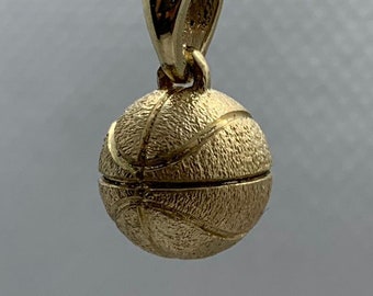 Slam Dunk Basketball Pendant *10k/14k/18k White, Yellow, Rose Green Gold, Gold Plated & Silver* Sports Athlete NBA NCAA Charm Necklace Gift