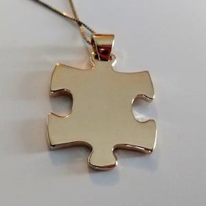 Puzzle Master Pendant *10k/14k/18k White, Yellow, Rose, Green Gold, Gold Plated & Silver* Jigsaw Piece Game Toy Kid Charm Necklace Gift Fun