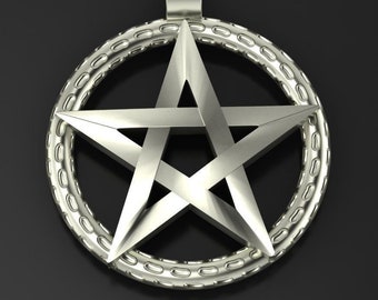 Powerful Pentagram Pendant *10k/14k/18k White, Yellow Rose Green Gold, Gold Plated & Silver* Wicca Wiccan Pentacle Protection Charm Necklace
