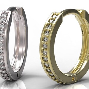 Brincos de argola Monica *Moissanite com 10k/14k/18k branco, amarelo, rosa, ouro verde, banhado a ouro e prata* Loop circular feminino presente para meninas