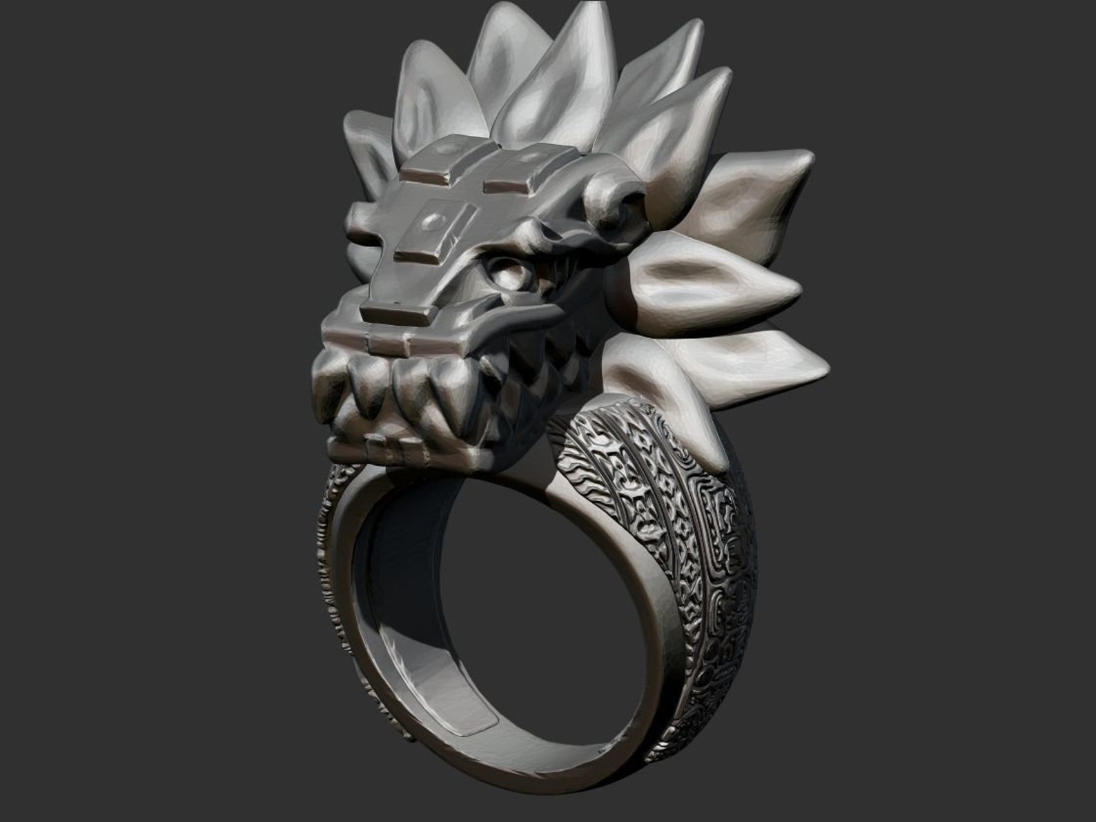 Quetzalcoatl Ring 10k/14k/18k White Yellow Rose Green Etsy