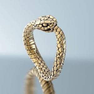 Anello giarrettiera Ouroboros Serpente *Oro bianco, giallo, rosa, verde 10k/14k/18k, placcato oro e argento* Squame animali Rettile Biker Gotico Punk Pollice