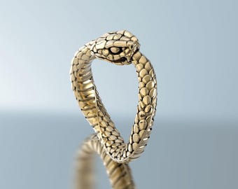 Strumpfband Ouroboros Schlange Ring *10k/14k/18k Weiß, Gelb, Rosa, Grün Gold, Vergoldet & Silber* Tierwaage Reptil Biker Gothic Punk Daumen
