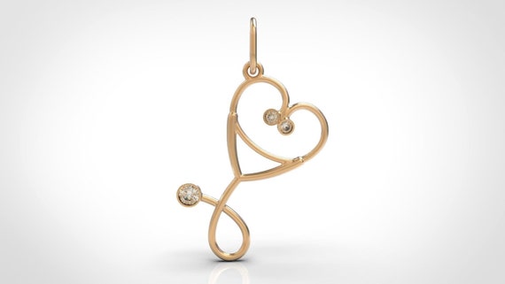 Stethoscope Pendant *10k/14k/18k White, Yellow, Rose, Green Gold 