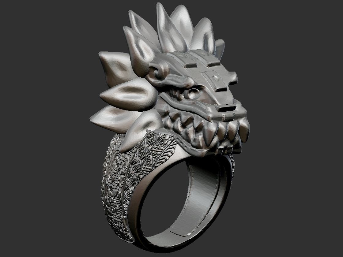 Quetzalcoatl Ring 10k/14k/18k White Yellow Rose Green Etsy