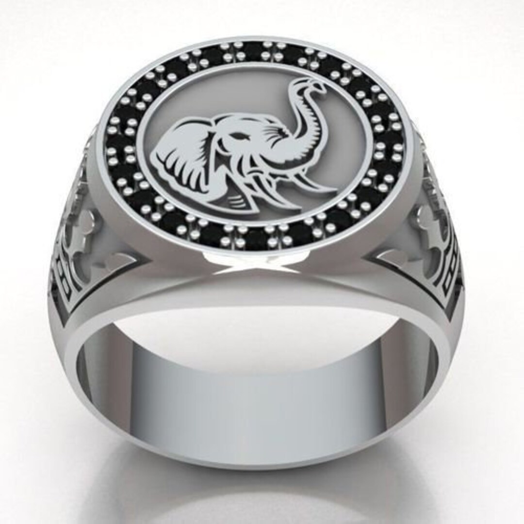 Royal Elephant Ring *onyx With 10k/14k/18k White, Yellow, Rose Green ...