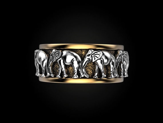 Marching Bronze Elephant Ring Marching Bronze Elephant Ring
