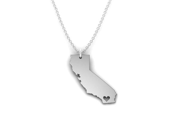 Gold 2-charm California State with Love Necklace Gold 2-charm California State with Love Necklace