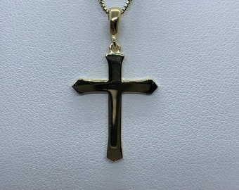 Rockyu Women's Gold Stainless Steel Crucifix Cross Necklace - 18K Gold Plated Pendant, 40+5 Cm Chain