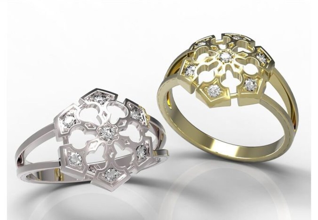 Snowfall Ring First Snowfall Ring *moissanite With *10k/14k/18k White, Yellow, Rose ...