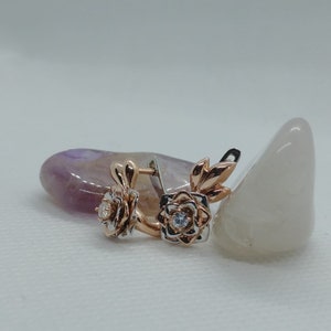 Pendientes de flores Love Blossom *Moissanite con oro blanco, amarillo, verde rosa de 10k/14k/18k, chapado en oro y plata* Regalo de hoja de pétalo de rosa natural
