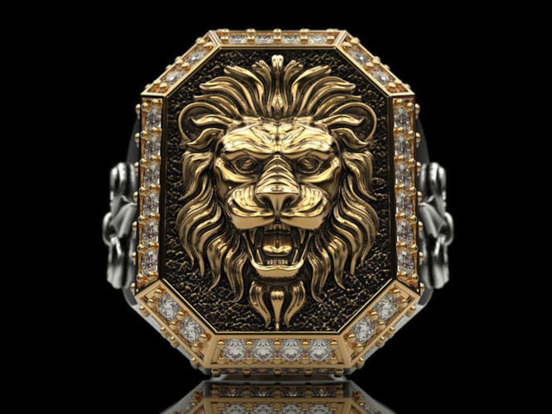 Masonic Lion Ring *1.31 Carat Moissanite With 10k/14k/18k Masonic Lion Ring *1.31 Carat Moissanite With 10k/14k/18k