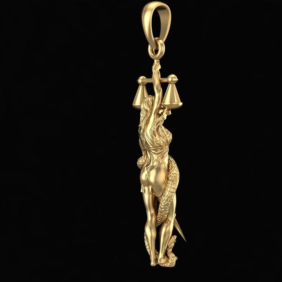 Justice is Blind Pendant *10k/14k/18k White, Yellow, Rose, Green