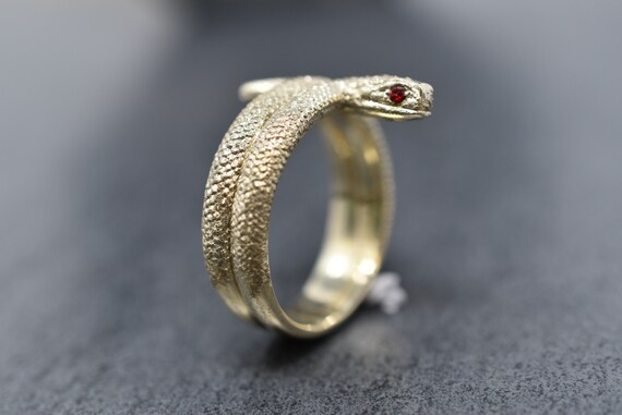 Black Mamba Snake Ring 10k 14k 18k White Yellow Rose Green Gold