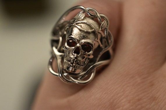 Lebende tote Schadel Ring 10k 14k 18k weiB gelb Rose grun Gold vergoldet Silber Skelett Biker Punk Gothic Damonen Reaper Daumen Etsy