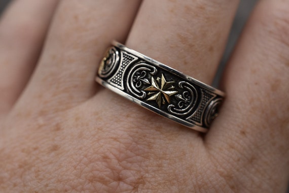 Maltese Cross Ring 10k 14k 18k White Yellow Rose Green Gold