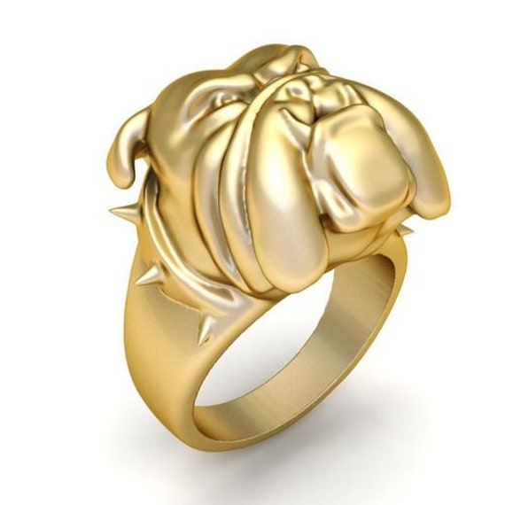 Spike Bulldog Ring 10k 14k 18k White Yellow Rose Green Gold