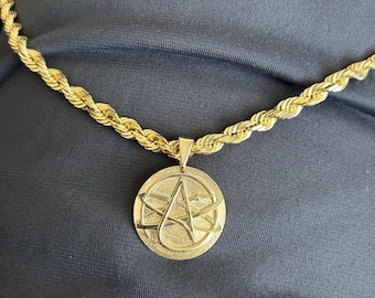 Atomic Whirl Atheism Pendant -  *10k/14k/18k White, Yellow, Rose, Green Gold, Gold Plated & Silver* American Atheist Religion Charm Necklace