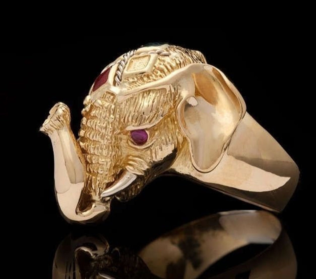 Borneo Elephant Ring *synthetic Ruby With 10k/14k/18k White, Yellow ...