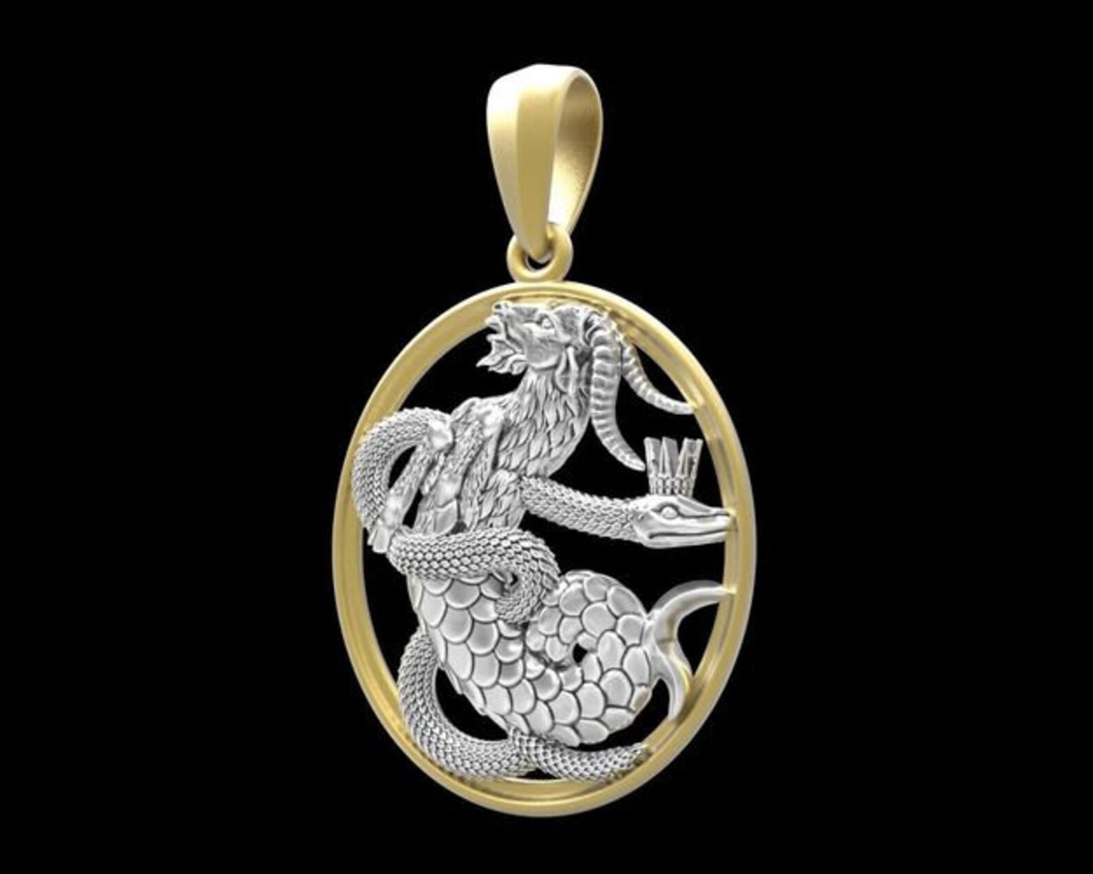 Capricorn Snake Pendant 10k/14k/18k White Yellow Rose Etsy