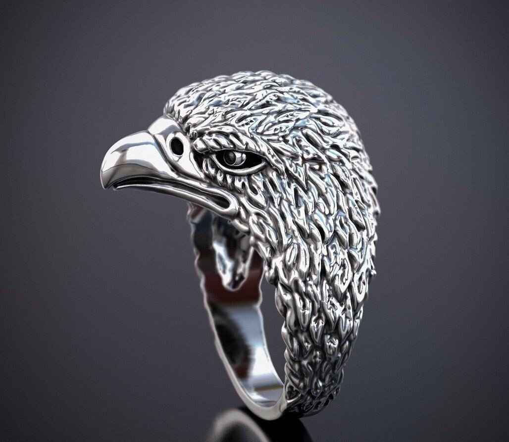 Bald Eagle Ring 10k/14k/18k White Yellow Rose Green Gold Etsy