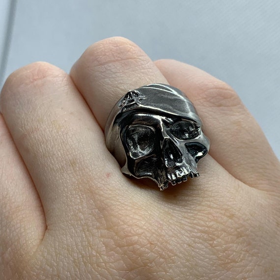 Gold Plated /& Silver* Skeleton Biker Punk Gothic Demonic Reaper Men Thumb Ghost Skull Ring 925 Silver Rose