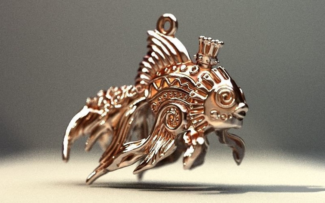 Finnegan Fish Pendant *10k/14k/18k White, Yellow, Rose Green Gold, Gold ...