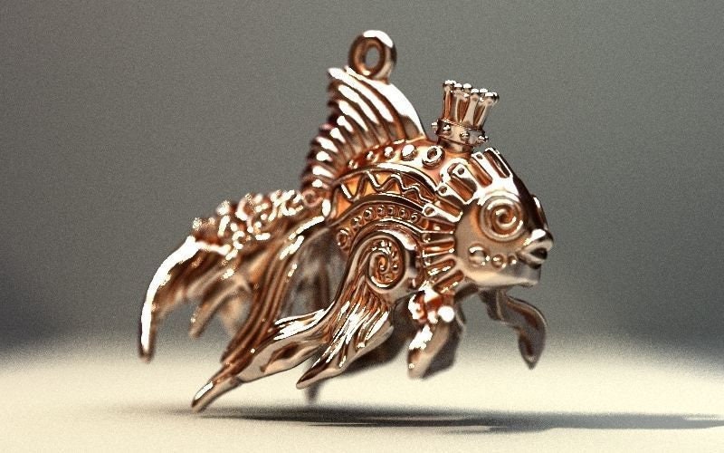 Finnegan Fish Pendant 10k/14k/18k White, Yellow, Rose Green Gold