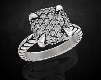 Angelina Engagement Ring *0.70 Carat Moissanite With 10k/14k/18k White, Yellow, Rose, Green Gold, Gold Plated & Silver* Wedding Ring Band