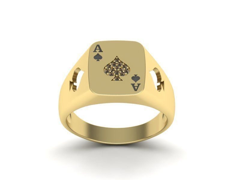 Aces High Ring *10k/14k/18k White, Yellow, Rose, Green Gold
