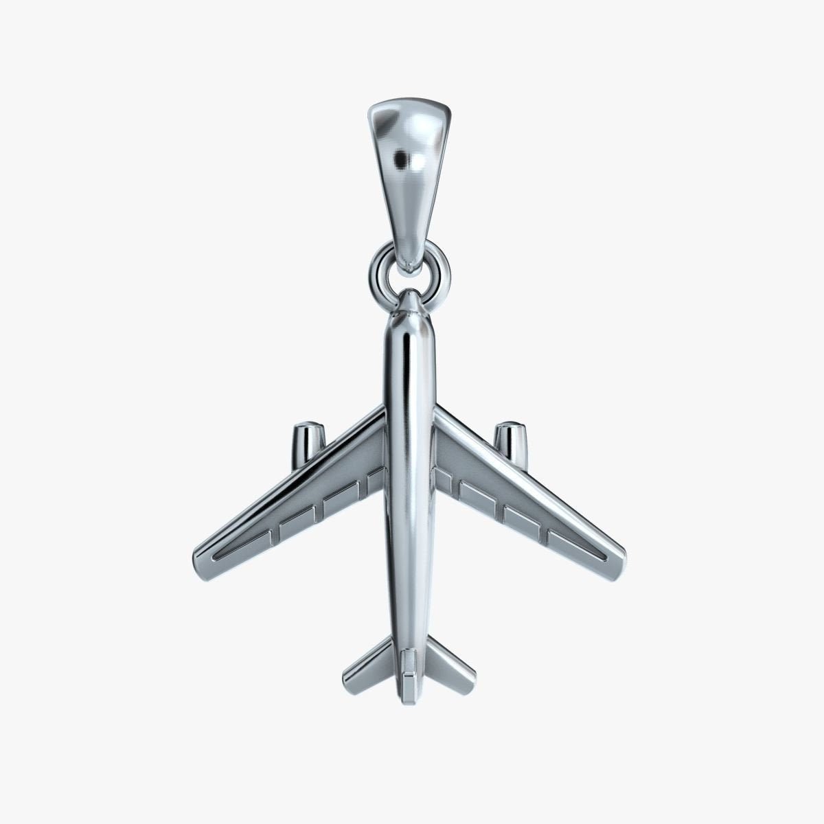 To The Sky Plane Pendant *10k/14k/18k White, Yellow, Rose, Green Gold, Gold Plated & Silver* Jet Pilot Fly Cloud Airplane Necklace Charm