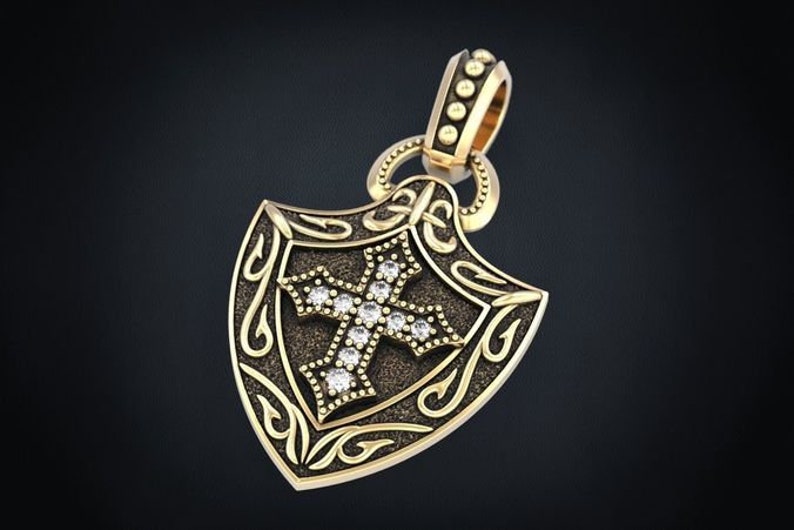 Holy Cross Shield Pendant *moissanite With 10k/14k/18k White, Yellow ...