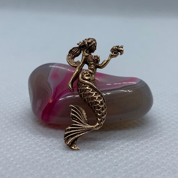 Ariel Mermaid Pendant 10k 14k 18k White Yellow Rose Green Gold
