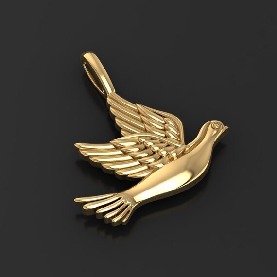 Mourning Dove Pendant *10k/14k/18k White, Yellow, Rose, Green Gold