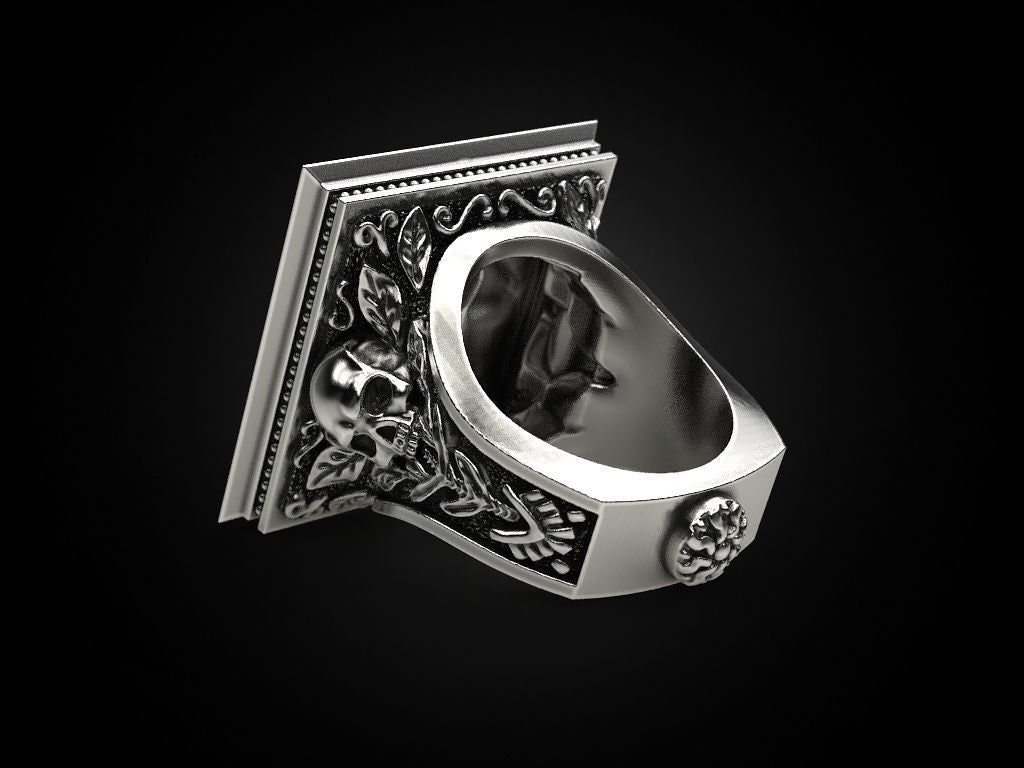 Portrait of A Killer Skull Ring *10k/14k/18k White, Yellow, Rose, Green ...