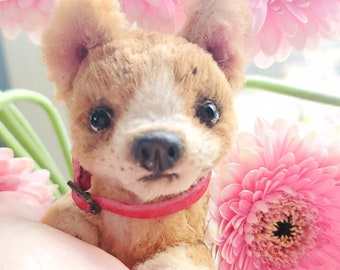 リアルなコーギーの子犬のぬいぐるみ - 手作りの可動式ぬいぐるみ