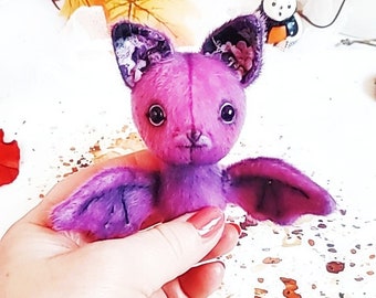 Halloween bat, Teddy Bat bear, Spooky Halloween Decoration, purple bat