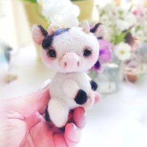 Artist teddy bear miniature cow, cow baby toy, farm animal toy