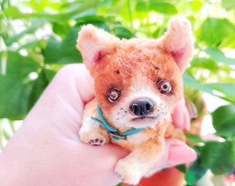 リアルなコーギーの子犬のぬいぐるみ - 手作りの可動式ぬいぐるみ