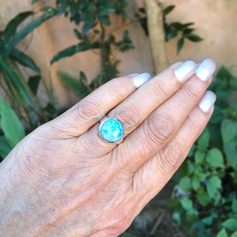 Larimar ring 925 Silver Ring R17 size us 7.high grade stone.gift for her