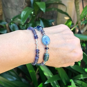 On Hold Iolite and Thai Hill Tribe Silver bracelet, handmade jewellery, high grade faceted blue gemstone, iolite jewellery B575